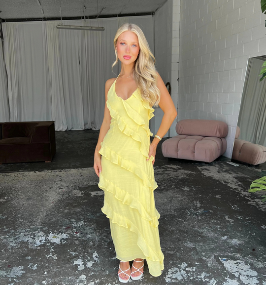 Sina - ByScandi Yellow Ruffle Dress